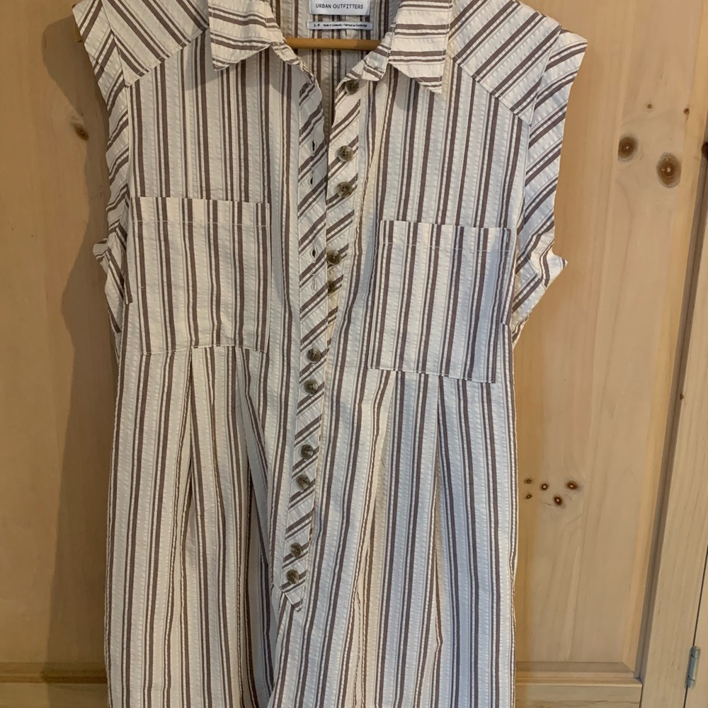Urban Outfitters Striped Sleeveless Button-Down Romper